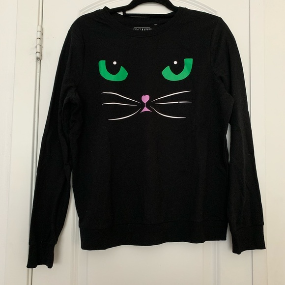 Mighty Fine Sweaters - Mighty Fine Black Kitty Cat Novelty Sweatshirt